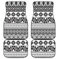 Dark Grey Aztec Pattern Print Front and Back Car Floor Mats