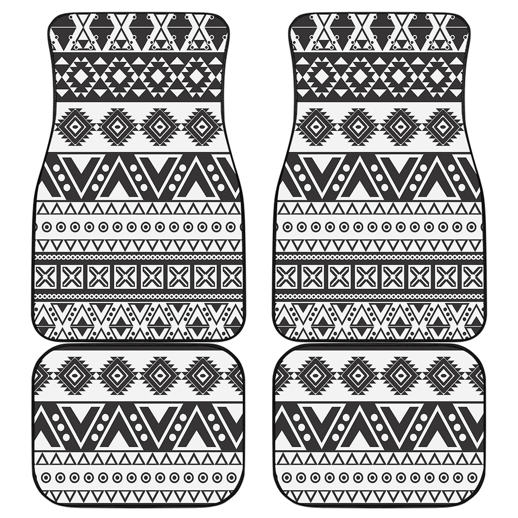 Dark Grey Aztec Pattern Print Front and Back Car Floor Mats