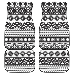 Dark Grey Aztec Pattern Print Front and Back Car Floor Mats