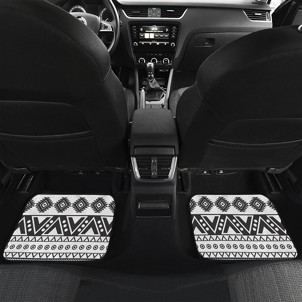 Dark Grey Aztec Pattern Print Front and Back Car Floor Mats