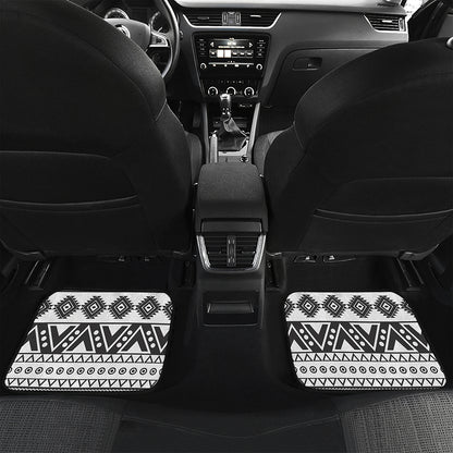 Dark Grey Aztec Pattern Print Front and Back Car Floor Mats