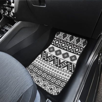 Dark Grey Aztec Pattern Print Front and Back Car Floor Mats