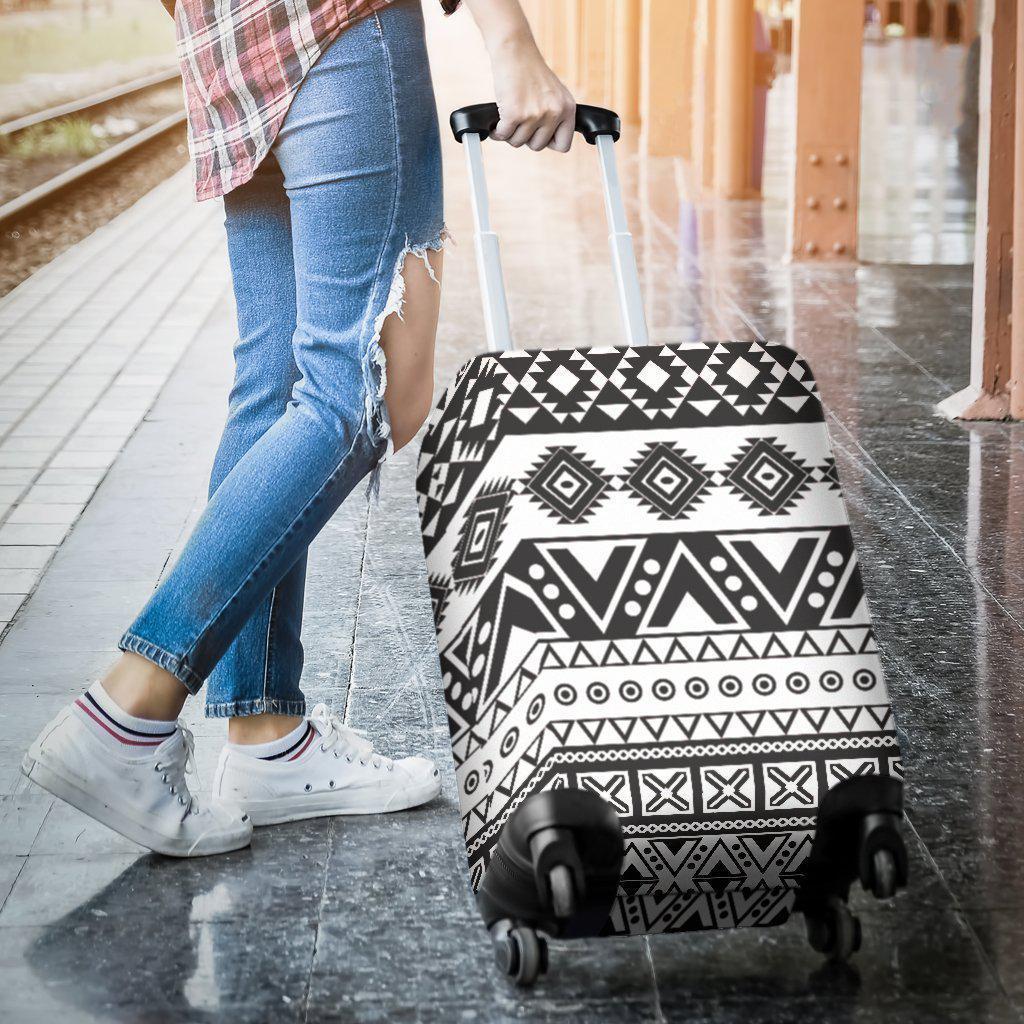 Dark Grey Aztec Pattern Print Luggage Cover GearFrost