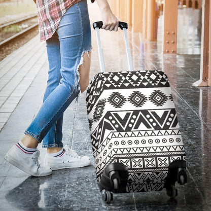 Dark Grey Aztec Pattern Print Luggage Cover GearFrost