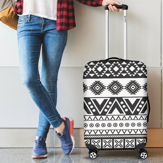 Dark Grey Aztec Pattern Print Luggage Cover GearFrost