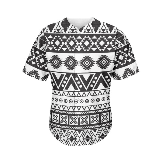 Dark Grey Aztec Pattern Print Men's Baseball Jersey