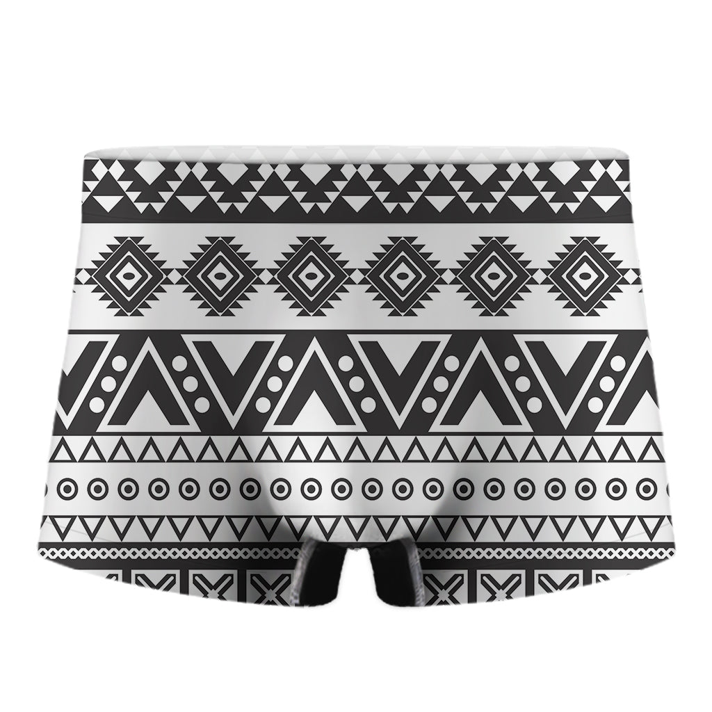 Dark Grey Aztec Pattern Print Men's Boxer Briefs