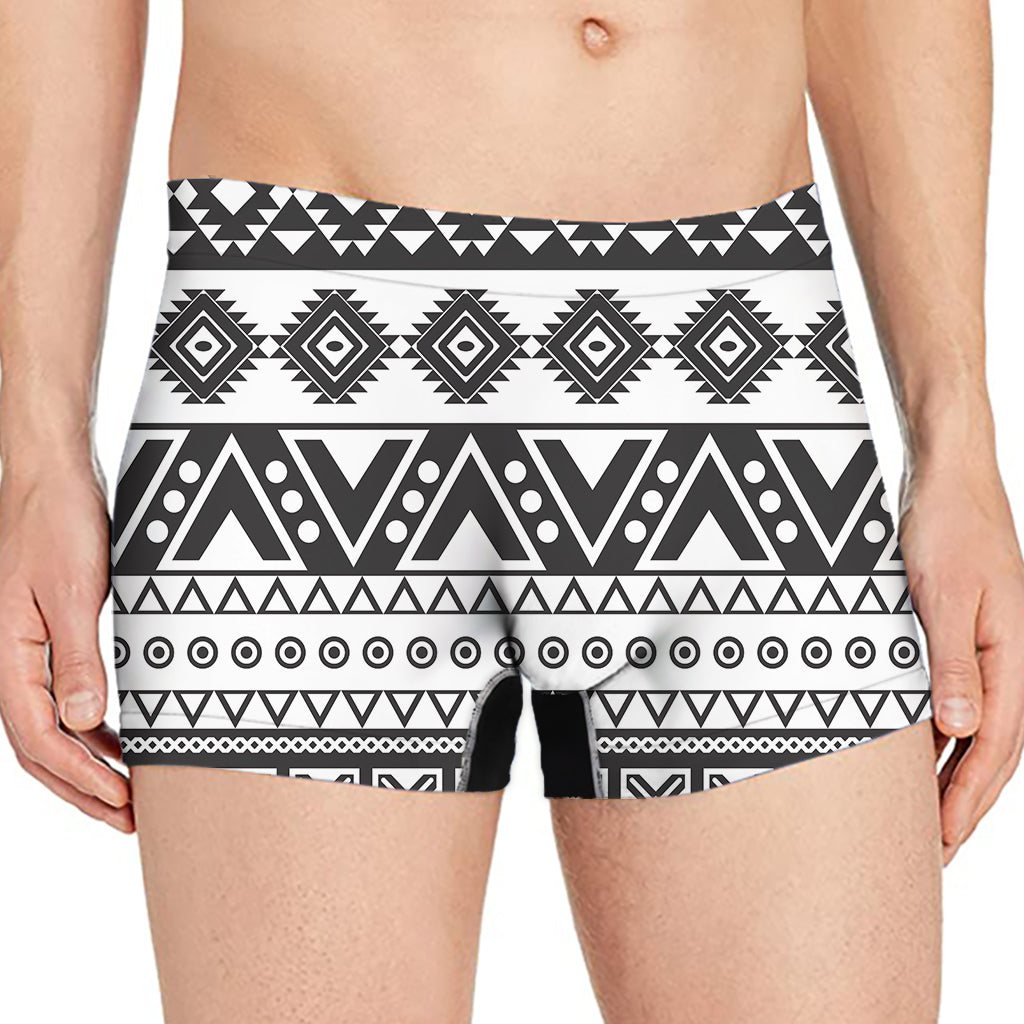 Dark Grey Aztec Pattern Print Men's Boxer Briefs