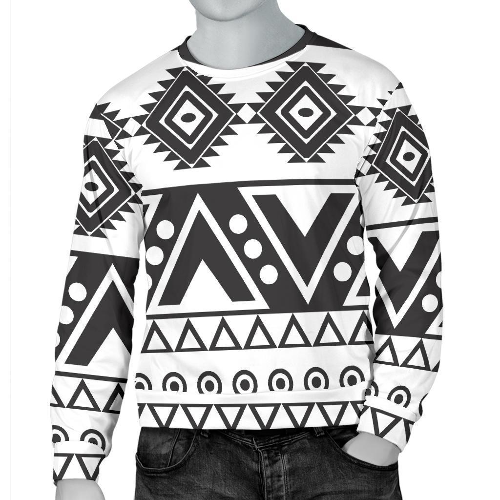Dark Grey Aztec Pattern Print Men's Crewneck Sweatshirt GearFrost