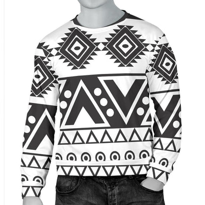 Dark Grey Aztec Pattern Print Men's Crewneck Sweatshirt GearFrost