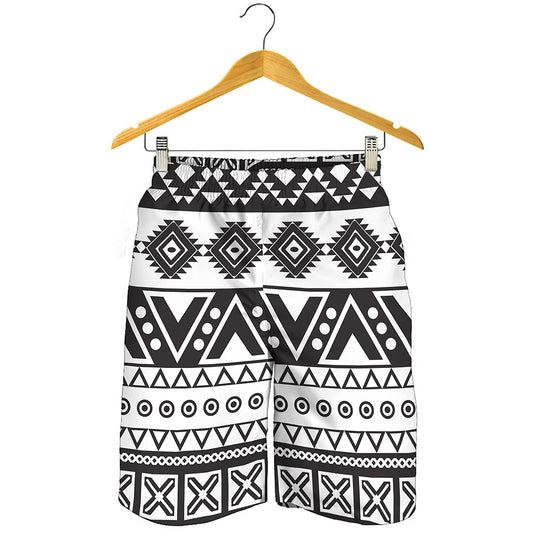 Dark Grey Aztec Pattern Print Men's Shorts