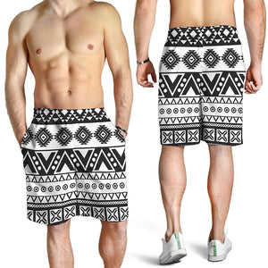 Dark Grey Aztec Pattern Print Men's Shorts