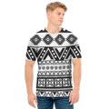 Dark Grey Aztec Pattern Print Men's T-Shirt