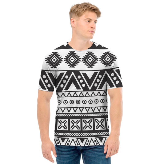 Dark Grey Aztec Pattern Print Men's T-Shirt