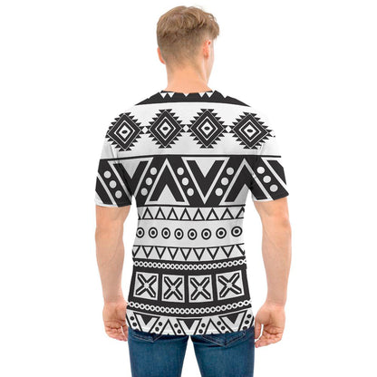 Dark Grey Aztec Pattern Print Men's T-Shirt