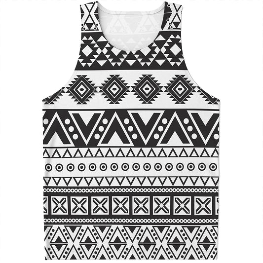 Dark Grey Aztec Pattern Print Men's Tank Top