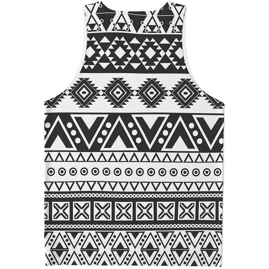 Dark Grey Aztec Pattern Print Men's Tank Top