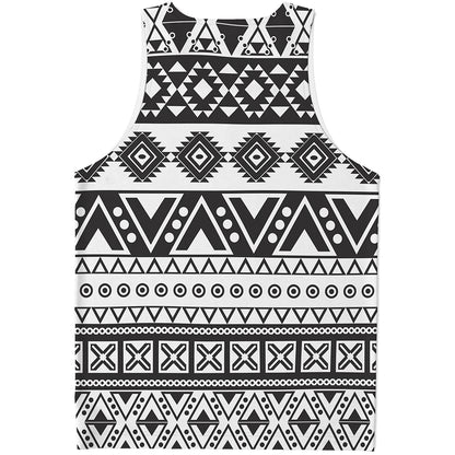 Dark Grey Aztec Pattern Print Men's Tank Top