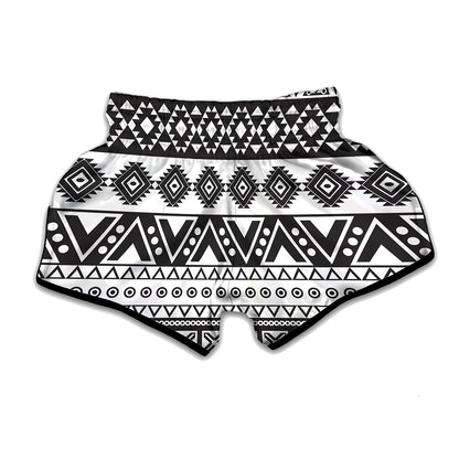 Dark Grey Aztec Pattern Print Muay Thai Boxing Shorts