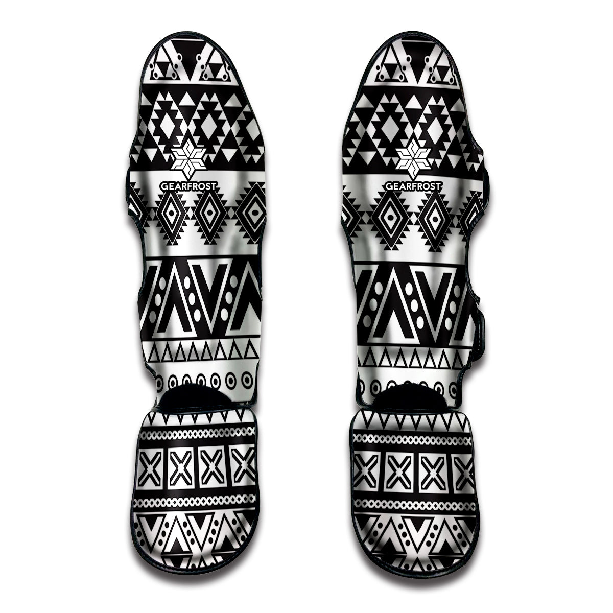 Dark Grey Aztec Pattern Print Muay Thai Shin Guard