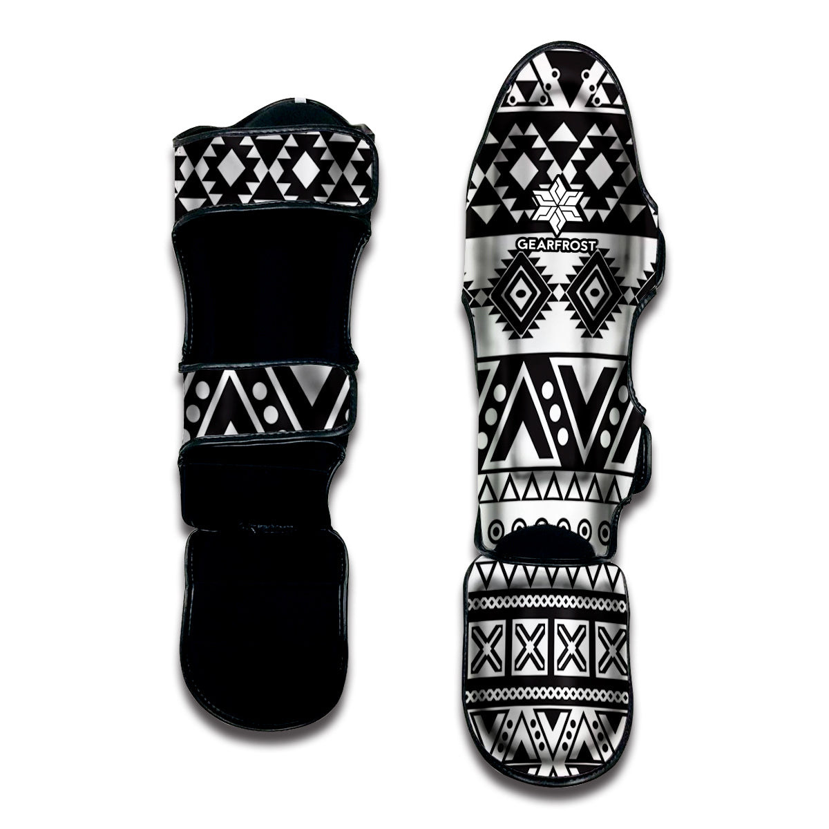 Dark Grey Aztec Pattern Print Muay Thai Shin Guard