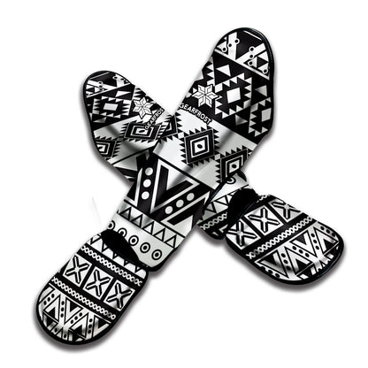 Dark Grey Aztec Pattern Print Muay Thai Shin Guard