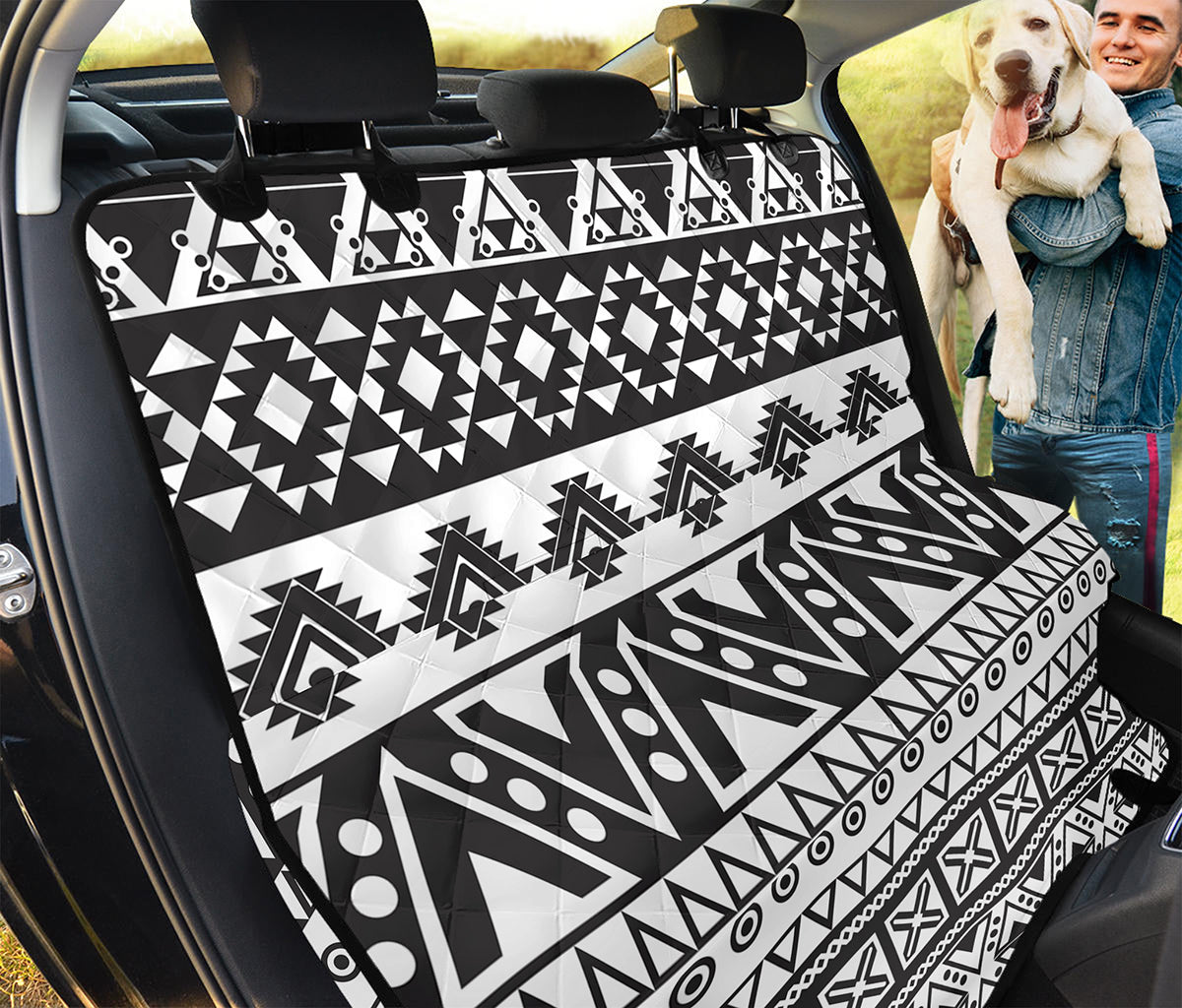 Dark Grey Aztec Pattern Print Pet Car Back Seat Cover