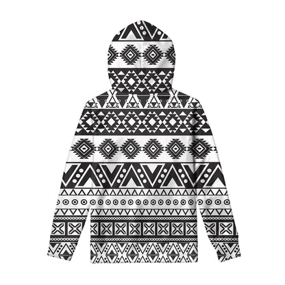 Dark Grey Aztec Pattern Print Pullover Hoodie