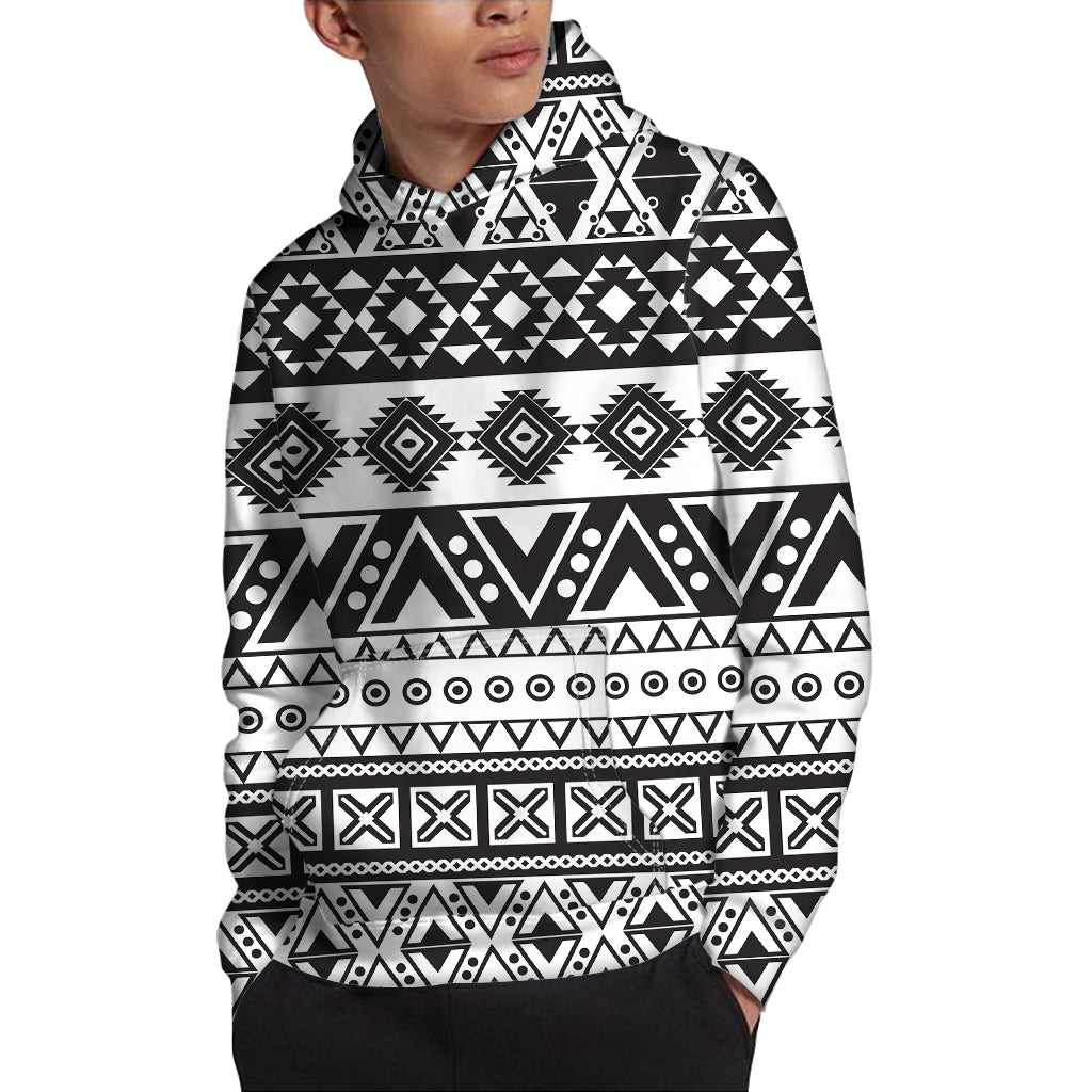 Dark Grey Aztec Pattern Print Pullover Hoodie