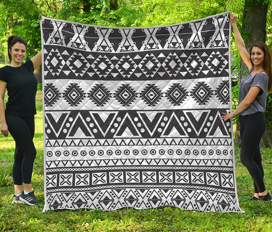 Dark Grey Aztec Pattern Print Quilt