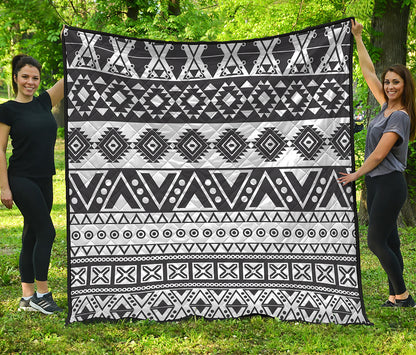 Dark Grey Aztec Pattern Print Quilt