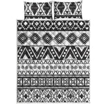Dark Grey Aztec Pattern Print Quilt Bed Set