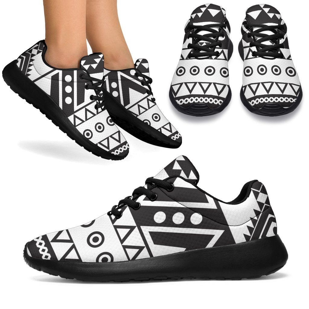 Dark Grey Aztec Pattern Print Sport Shoes GearFrost