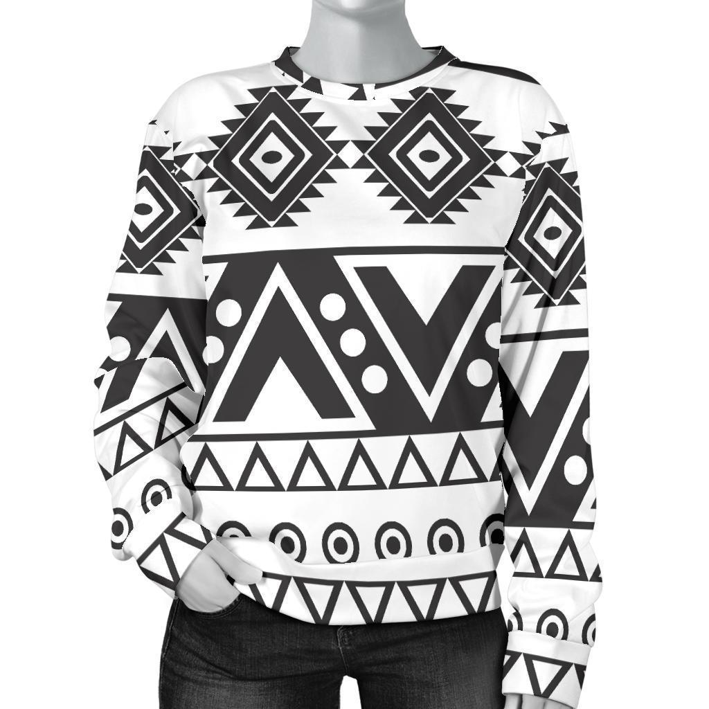 Dark Grey Aztec Pattern Print Women's Crewneck Sweatshirt GearFrost