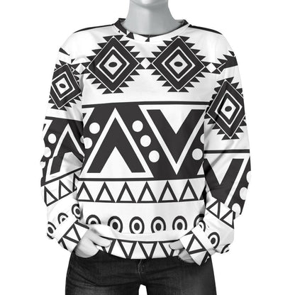 Dark Grey Aztec Pattern Print Women's Crewneck Sweatshirt GearFrost
