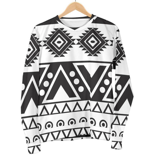 Dark Grey Aztec Pattern Print Women's Crewneck Sweatshirt GearFrost