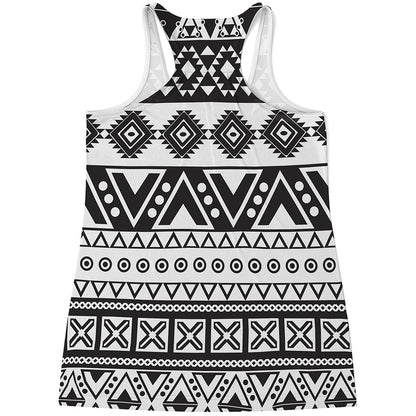 Dark Grey Aztec Pattern Print Women's Racerback Tank Top