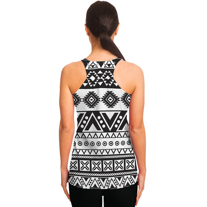 Dark Grey Aztec Pattern Print Women's Racerback Tank Top