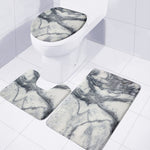 Dark Grey White Marble Print 3 Piece Bath Mat Set