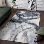 Dark Grey White Marble Print Area Rug GearFrost