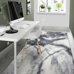 Dark Grey White Marble Print Area Rug GearFrost