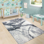 Dark Grey White Marble Print Area Rug GearFrost