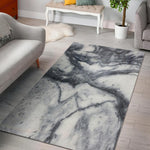 Dark Grey White Marble Print Area Rug GearFrost