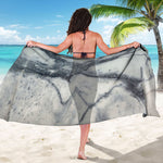 Dark Grey White Marble Print Beach Sarong Wrap