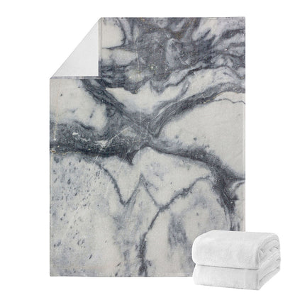 Dark Grey White Marble Print Blanket