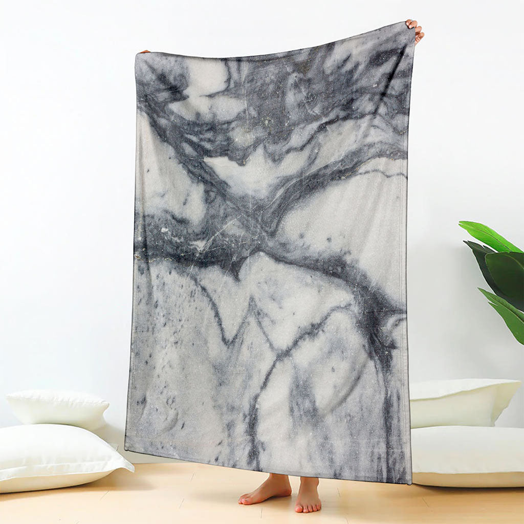 Dark Grey White Marble Print Blanket