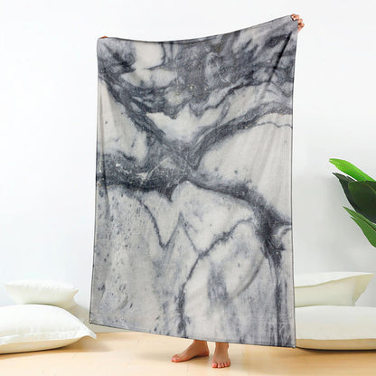 Dark Grey White Marble Print Blanket