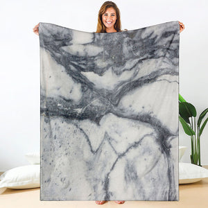 Dark Grey White Marble Print Blanket