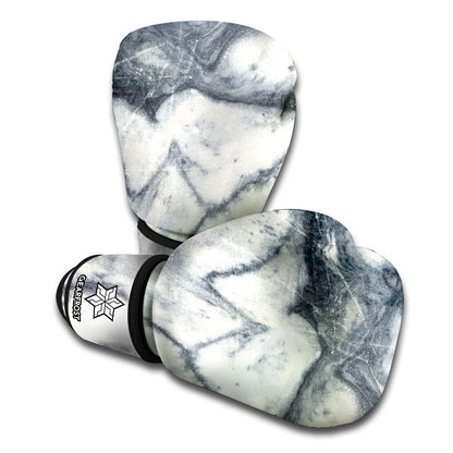 Dark Grey White Marble Print Boxing Gloves