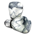 Dark Grey White Marble Print Boxing Gloves